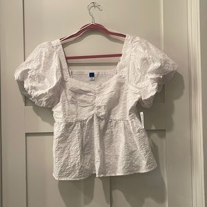 White textured blouse